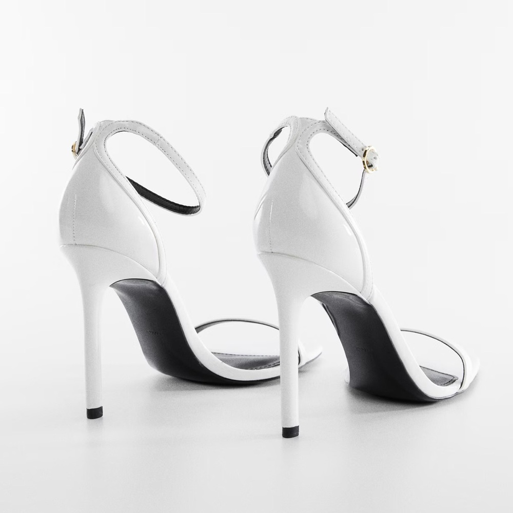 Mango White Patent Ankle-Cuff Strap Stiletto Heels Sandals. US 7.5 EU 38. Used. - Picture 15 of 16